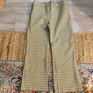 SPANX Houndstooth Yellow and Brown kick flare pants